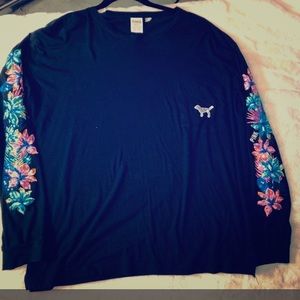 pink LARGE bling floral long sleve shirt